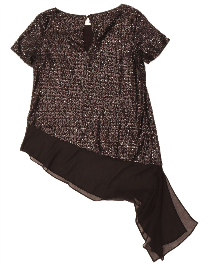 Coast Dame Asymmetrisk Bluse Top UK 12 Medium Sort