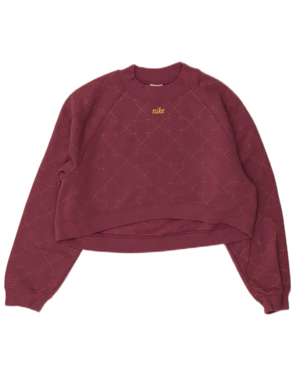 Nike Sweat-shirt court surdimensionné pour femme UK 6 XS en coton à carreaux bordeaux