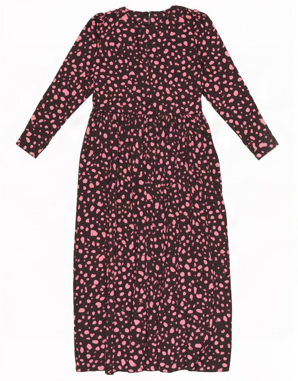 Zara Womens Long Sleeve Maxi Dress UK 12 Medium Black Spotted Polyester
