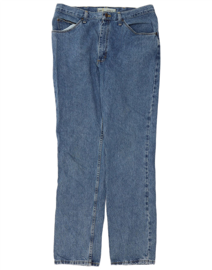 Lee Mens Regular Fit Straight Jeans W36 L34 Blue Cotton