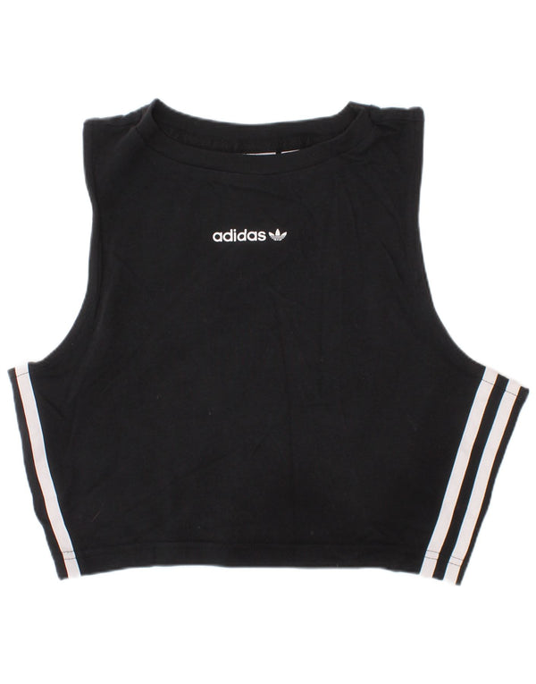 Adidas Womens Crop Vest Top UK 10 Small Black Bomuld