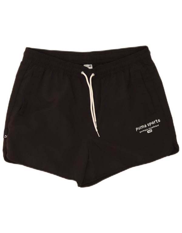 Shorts esportivos masculinos Puma grandes de nylon preto