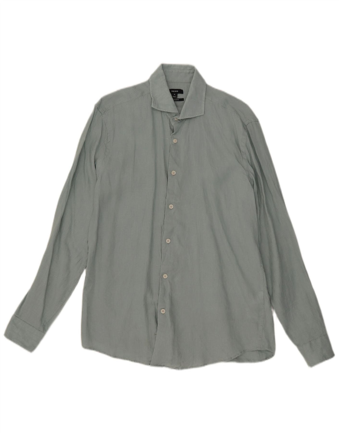 Reiss Mens Regular Fit Shirt Medium Blue Linen