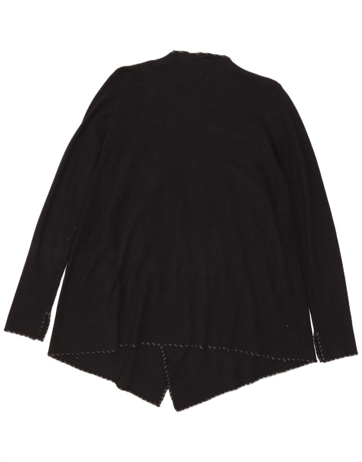 Zara Womens Asymmetric Open Cardigan Sweater UK 12 Medium Black Polyester