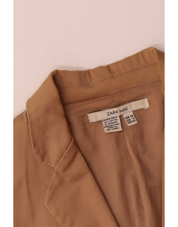 Jaqueta blazer feminina Zara com 1 botão UE 38 pequeno algodão marrom