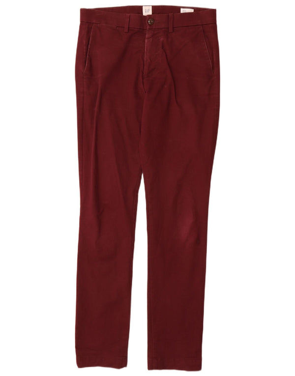 Gap Mens Skinny Chino Trousers W30 L32 Burgundy Cotton