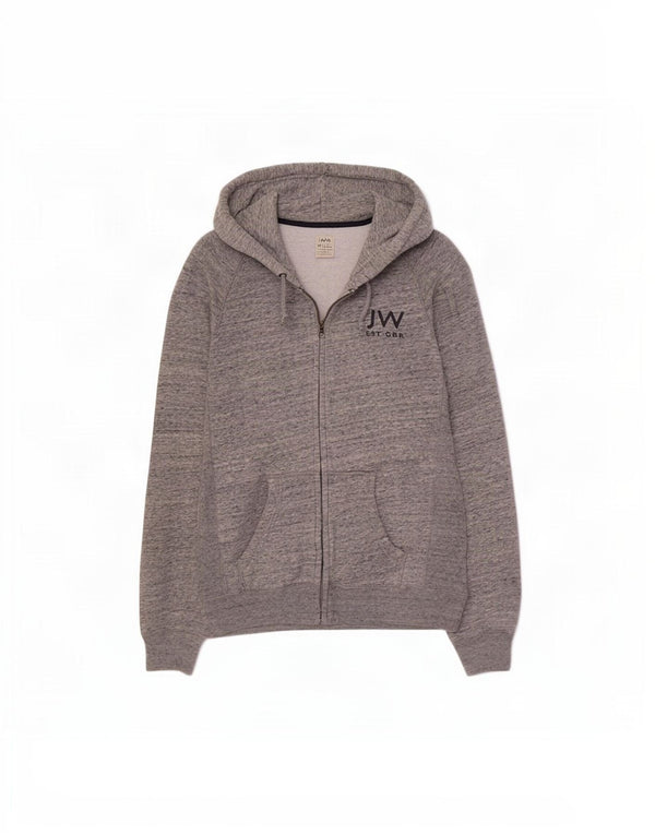 Jack Wills Mens Zip Hoodie Sweater Small Grey Flecked Cotton