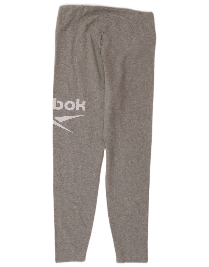 Reebok Womens Graphic Leggings UK 12/14 Medium Grey Cotton