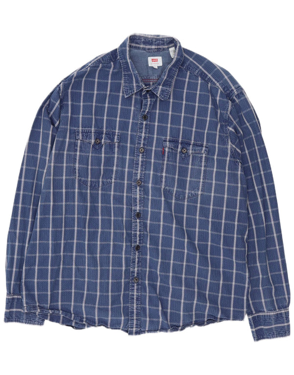 Camisa masculina Levi's XL azul xadrez algodão