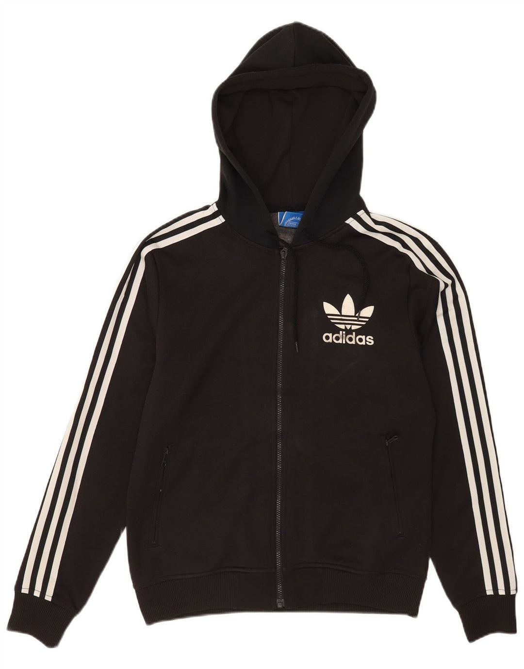 Adidas Mens Zip Hoodie Sweater Small Black Polyester