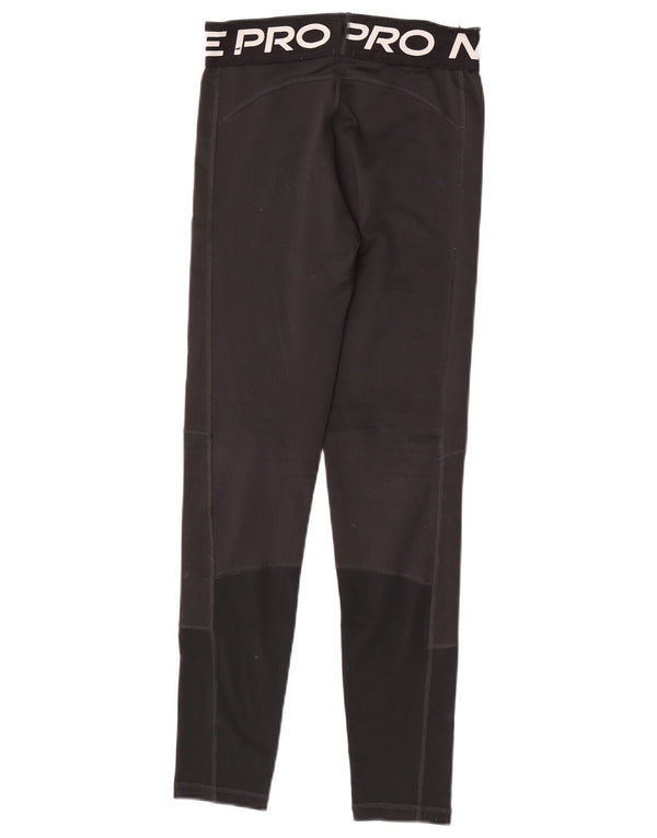 Nike Girls Dri Fit Graphic Leggings 13-14 Years XL Black Polyester