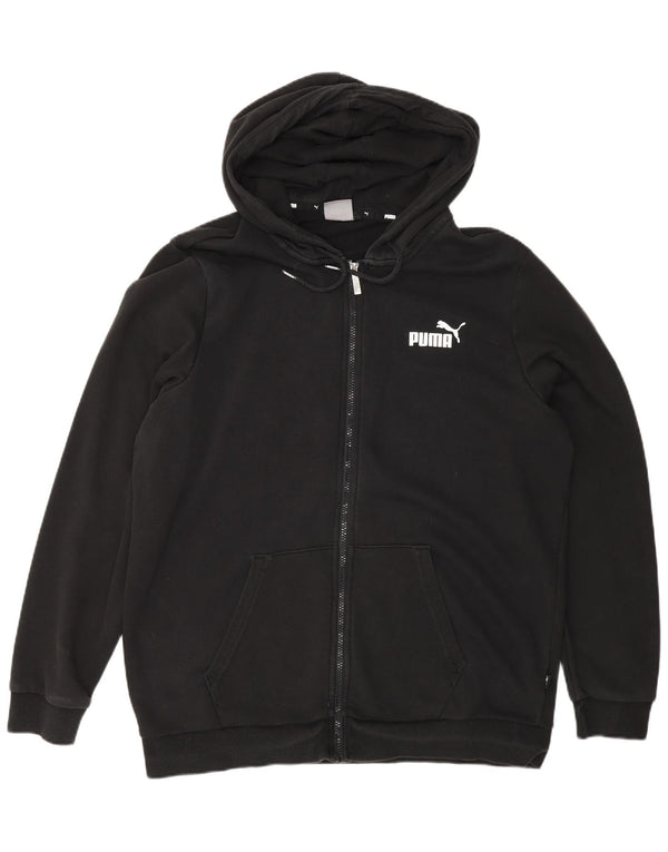 Felpa con cappuccio e zip da uomo Puma grande in cotone nero