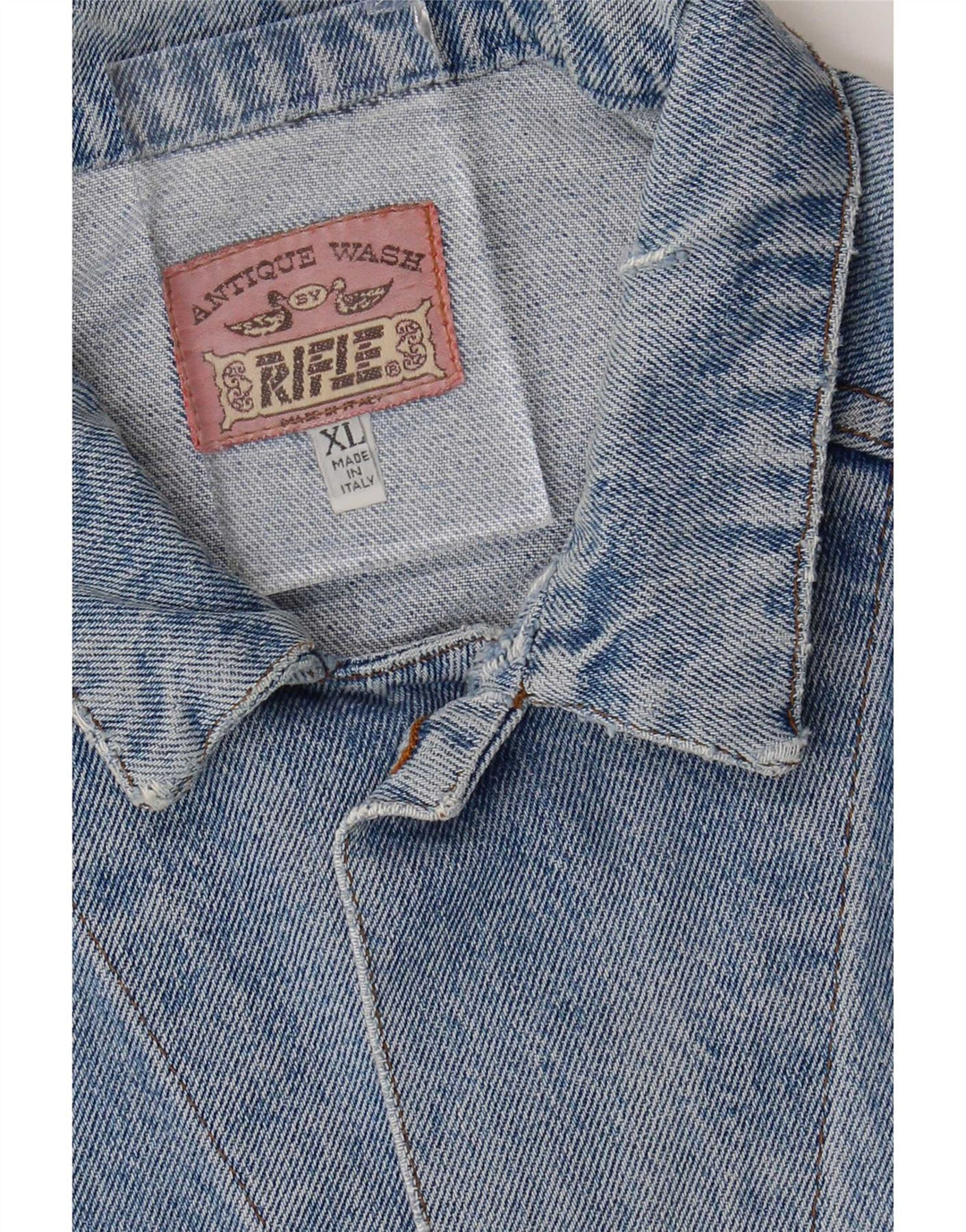 Rifle Herre Distressed Denim Jacket UK 42 XL Blå