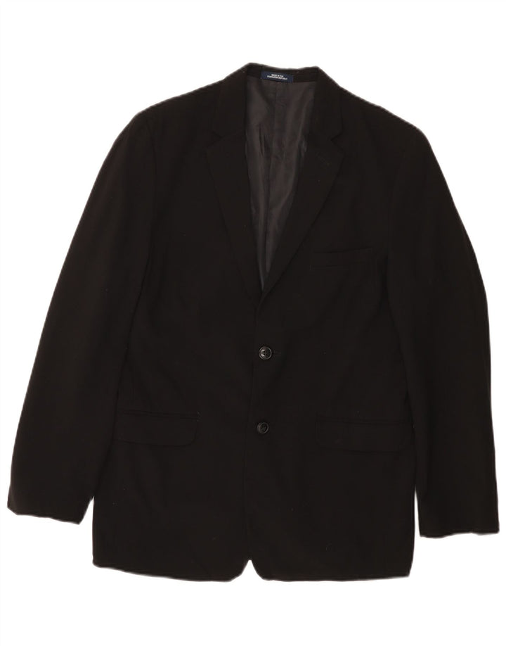 VINTAGE Boys 2 Button Blazer Jacket 15-16 Years Black Polyester