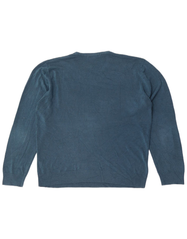 Maglione maglione girocollo da uomo Marks & Spencer grande acrilico blu