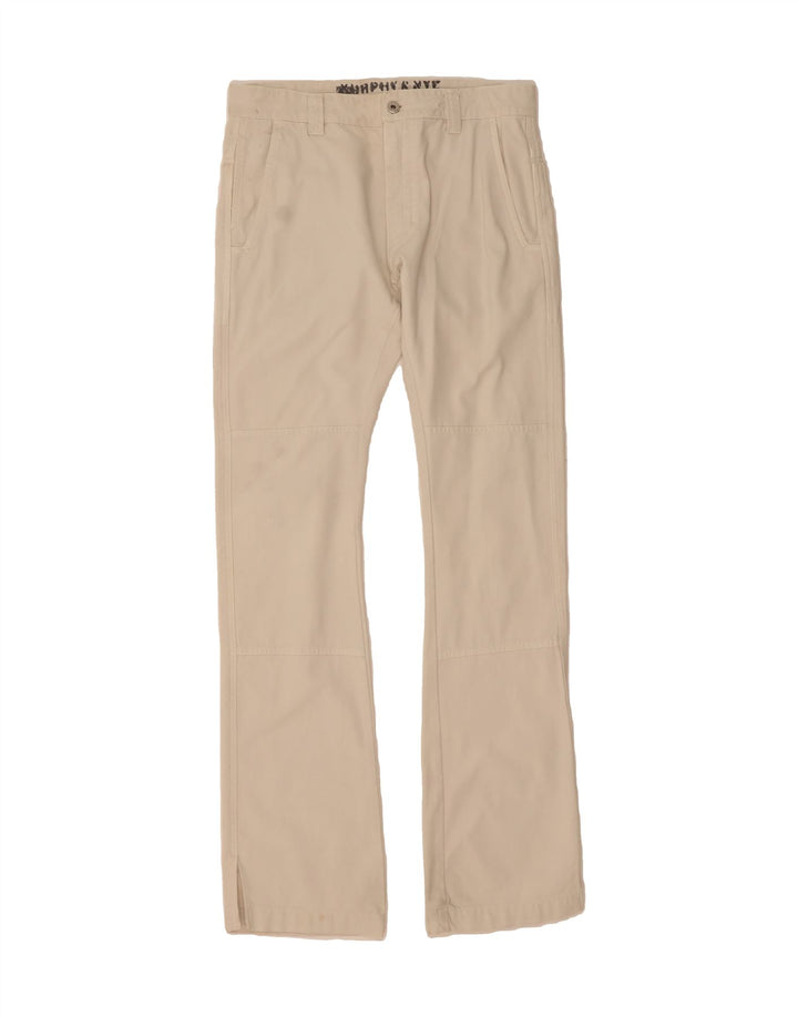 MURPHY & NYE Mens Bootcut Casual Trousers W33 L33 White Cotton Vintage Murphy & Nye and Second-Hand Murphy & Nye from Messina Hembry 