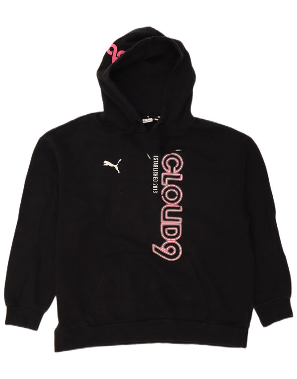 Pulover cu glugă supradimensionat cu grafic Puma pentru femei UK 14 Bumbac mediu negru