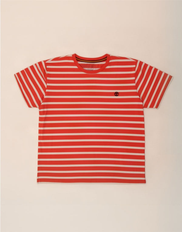T-shirt Timberland da uomo vestibilità regolare Top XL cotone a righe rosse