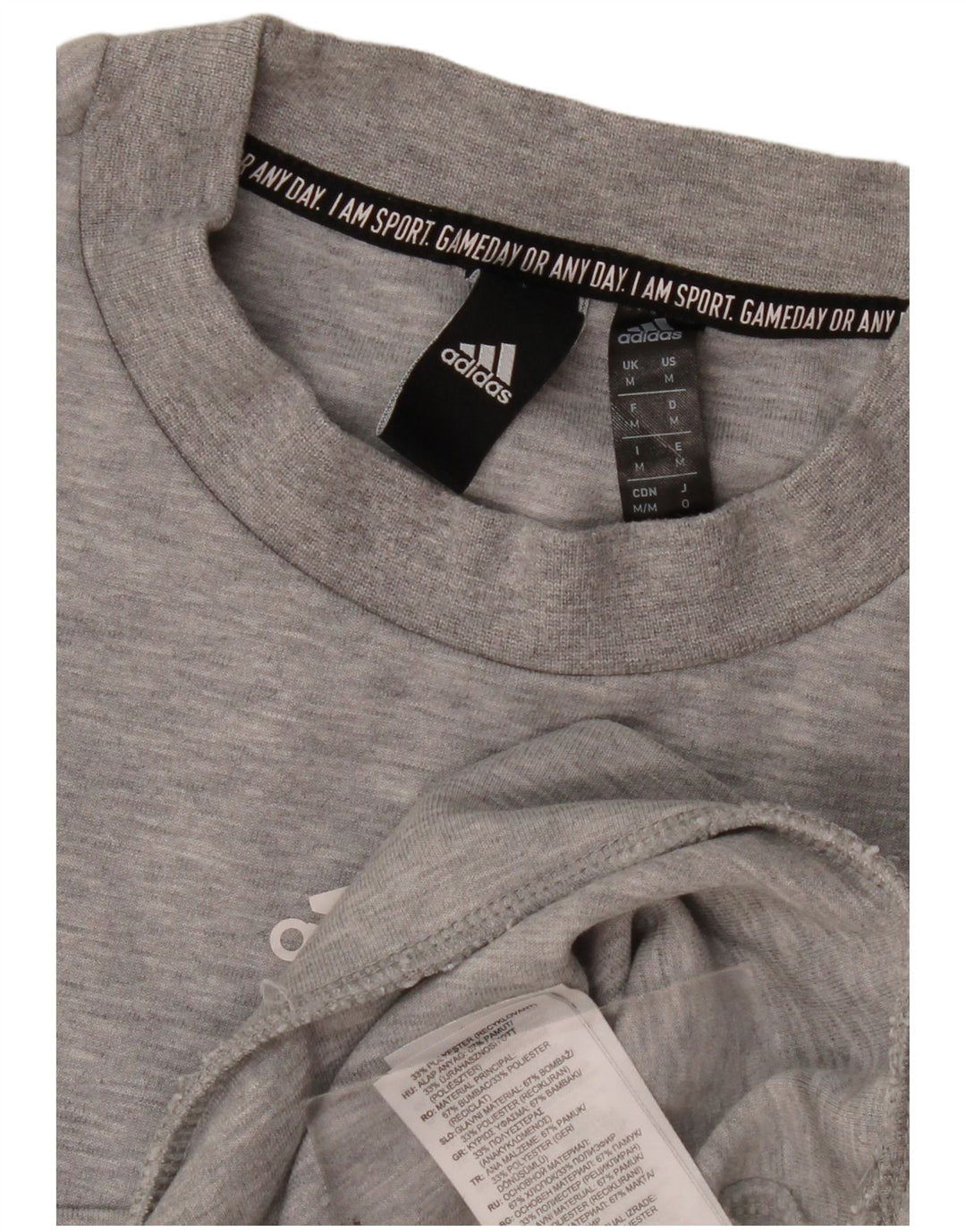 Adidas Mens Sweatshirt Jumper Medium Grey Flecked Cotton