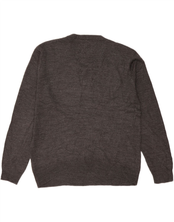 Pierre Cardin Mens V-Neck Jumper Sweater Large Grey Acrylic