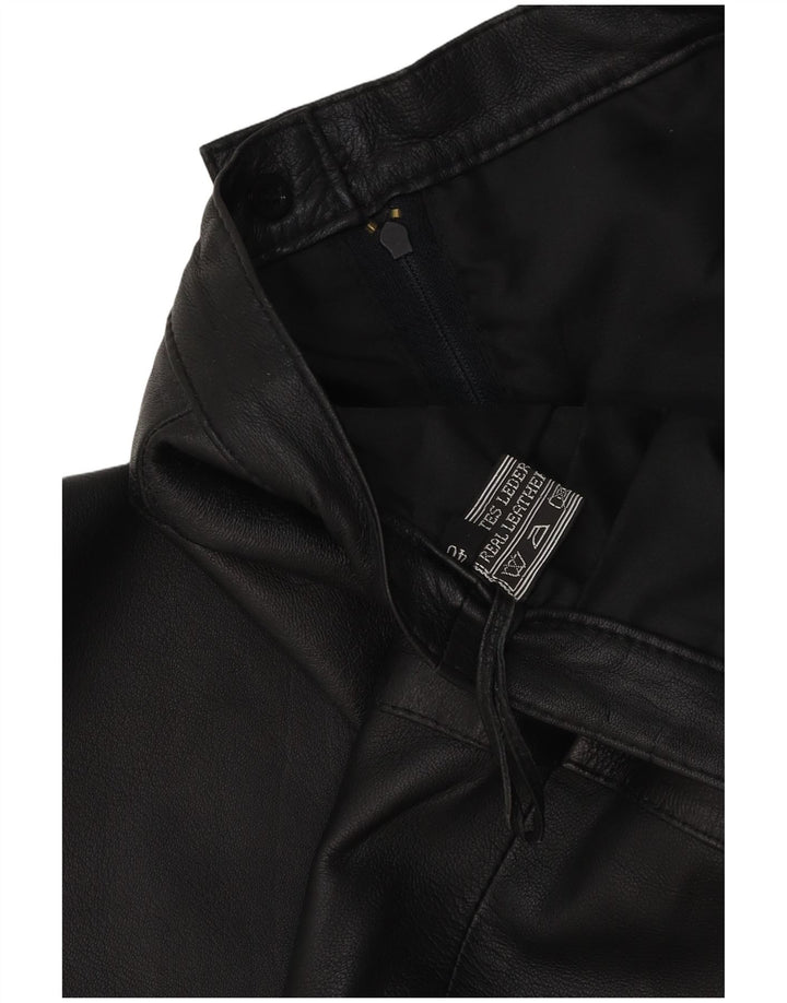 Vintage Womens Leather Skirt EU 40 Medium W30 Black Leather