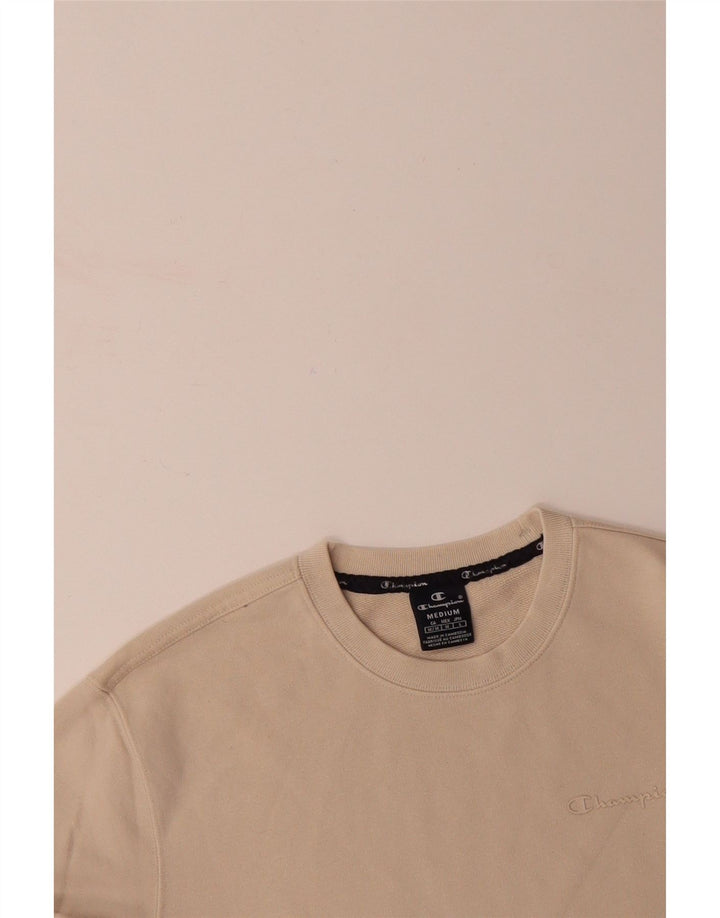 CHAMPION Mens Sweatshirt Jumper Medium Beige Cotton
