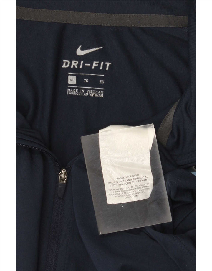 Мужской пуловер на молнии с графическим принтом Nike Dri Fit, спортивный костюм, топ XL, темно-синий