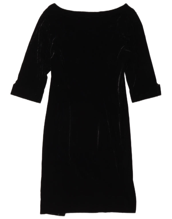 Blunauta Dame Velour 3/4 Ærmet Skede Kjole IT 44 Medium Sort Viscose