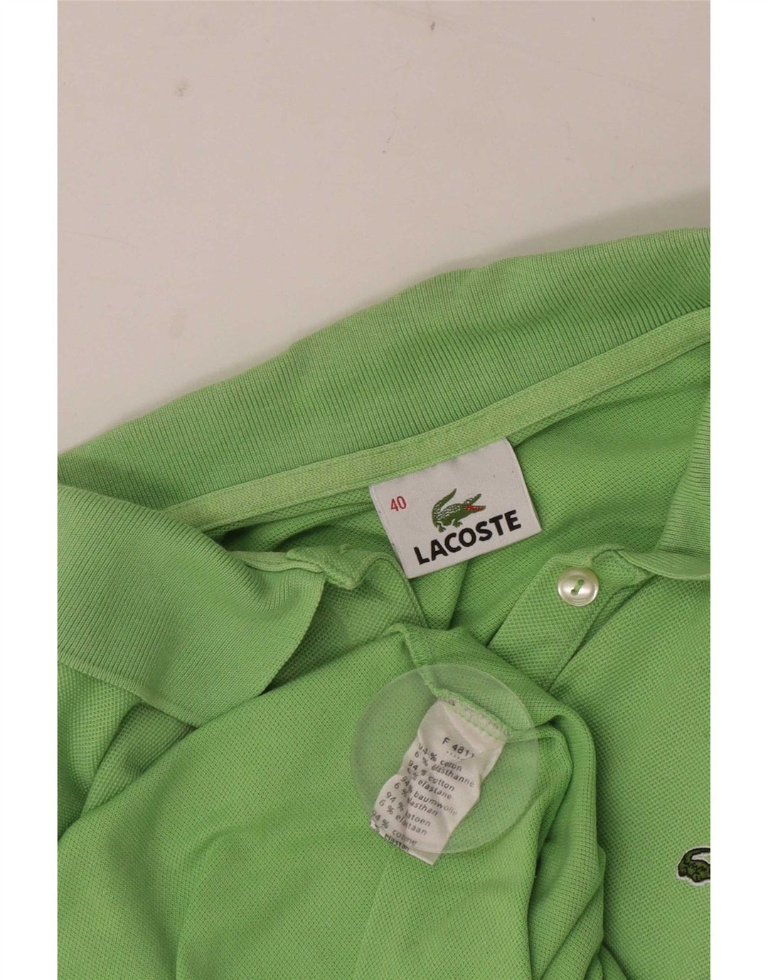 Lacoste Womens Polo Shirt Size 40 Medium Green Cotton