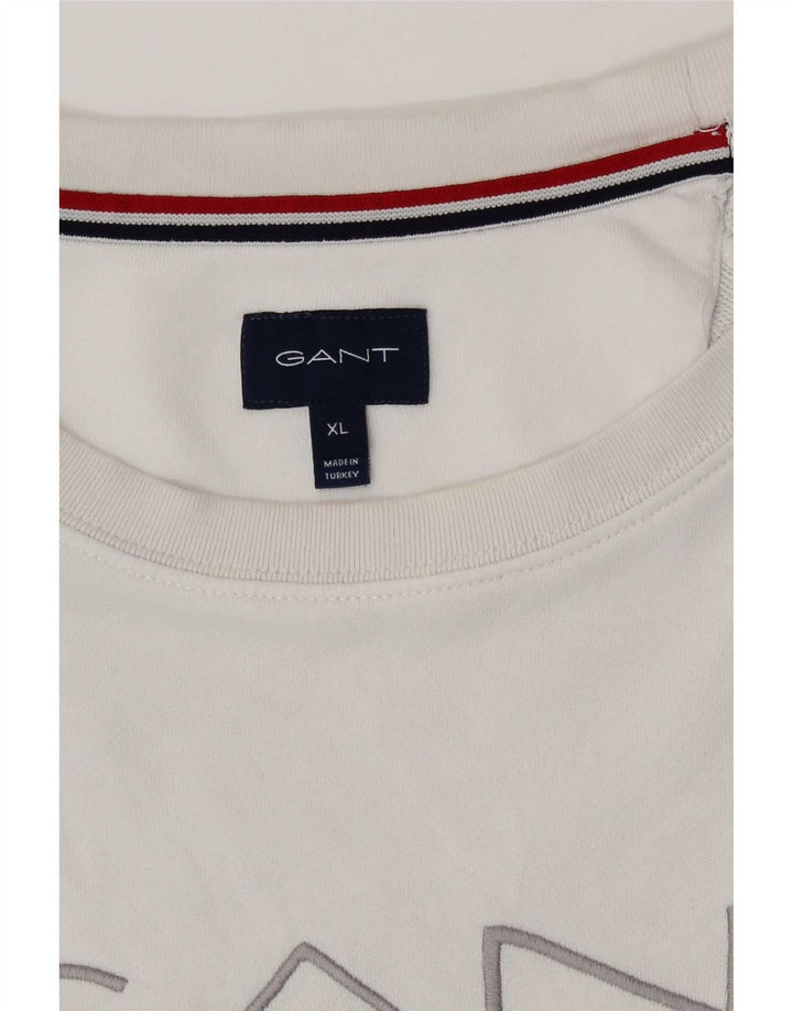 Gant Felpa grafica da uomo Maglione XL Cotone bianco