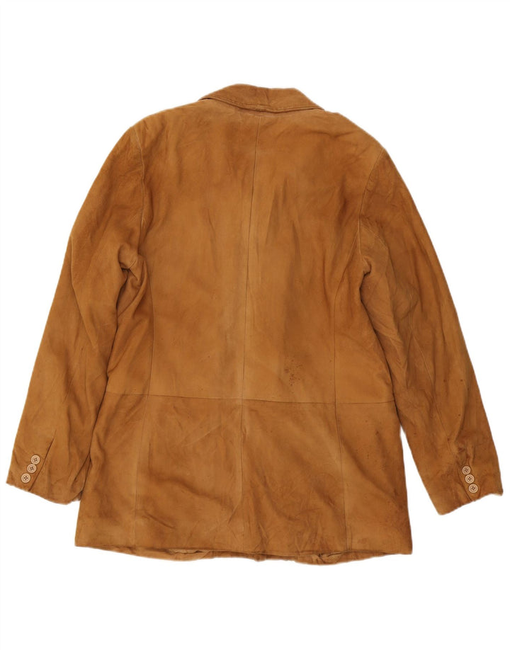 CONBIPEL Womens 3 Button Suede Blazer Jacket IT 48 Medium Brown Leather