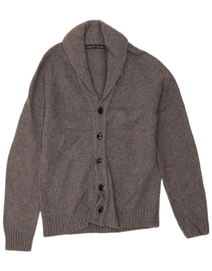 Zara Mens Cardigan Sweater Medium Grey