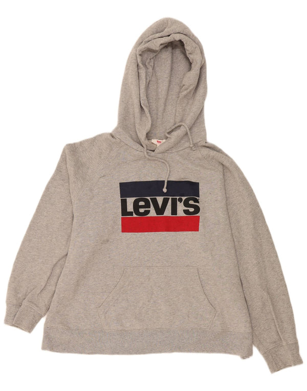 Maglione con cappuccio oversize grafico da donna Levi's UK 18 XL Cotone grigio