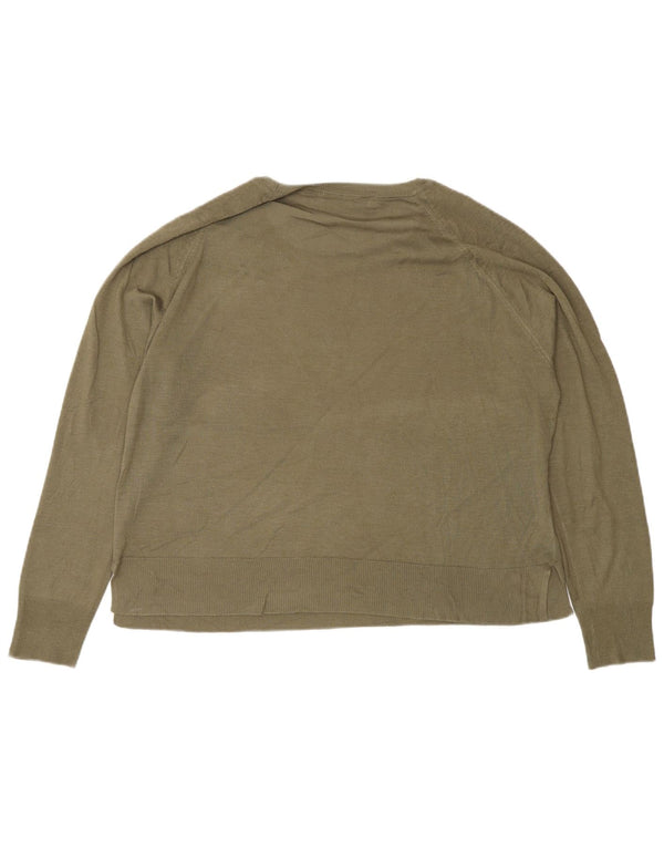Zara Womens Regular Fit Crew Neck Jumper Sweater UK 12 Medium Green