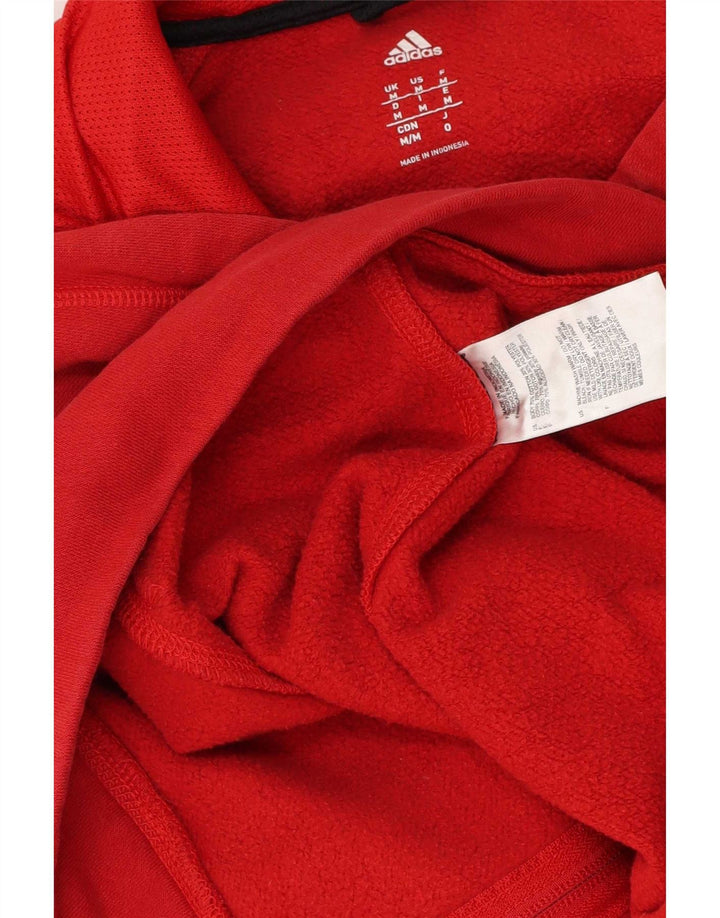 Adidas Mens Zip Hoodie Sweater Medium Red Cotton