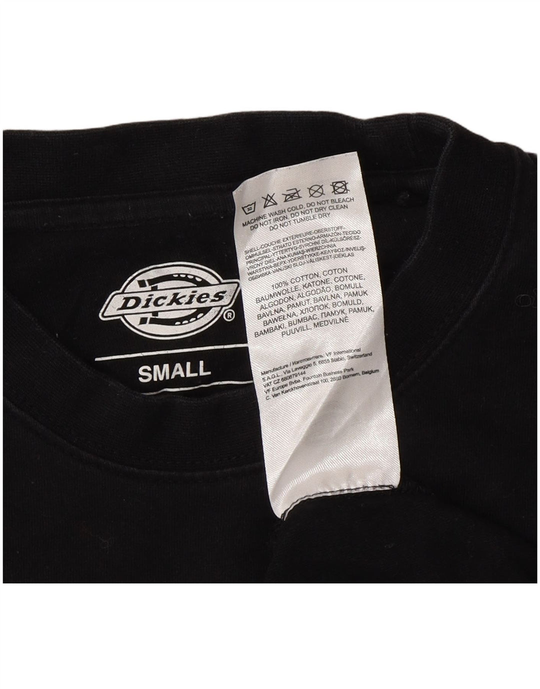 DICKIES Mens Graphic T-Shirt Top Small Black Cotton