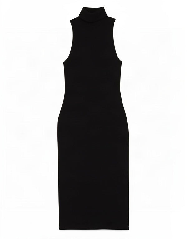 Zara Robe pull sans manches pour femme UK 12 en coton noir moyen