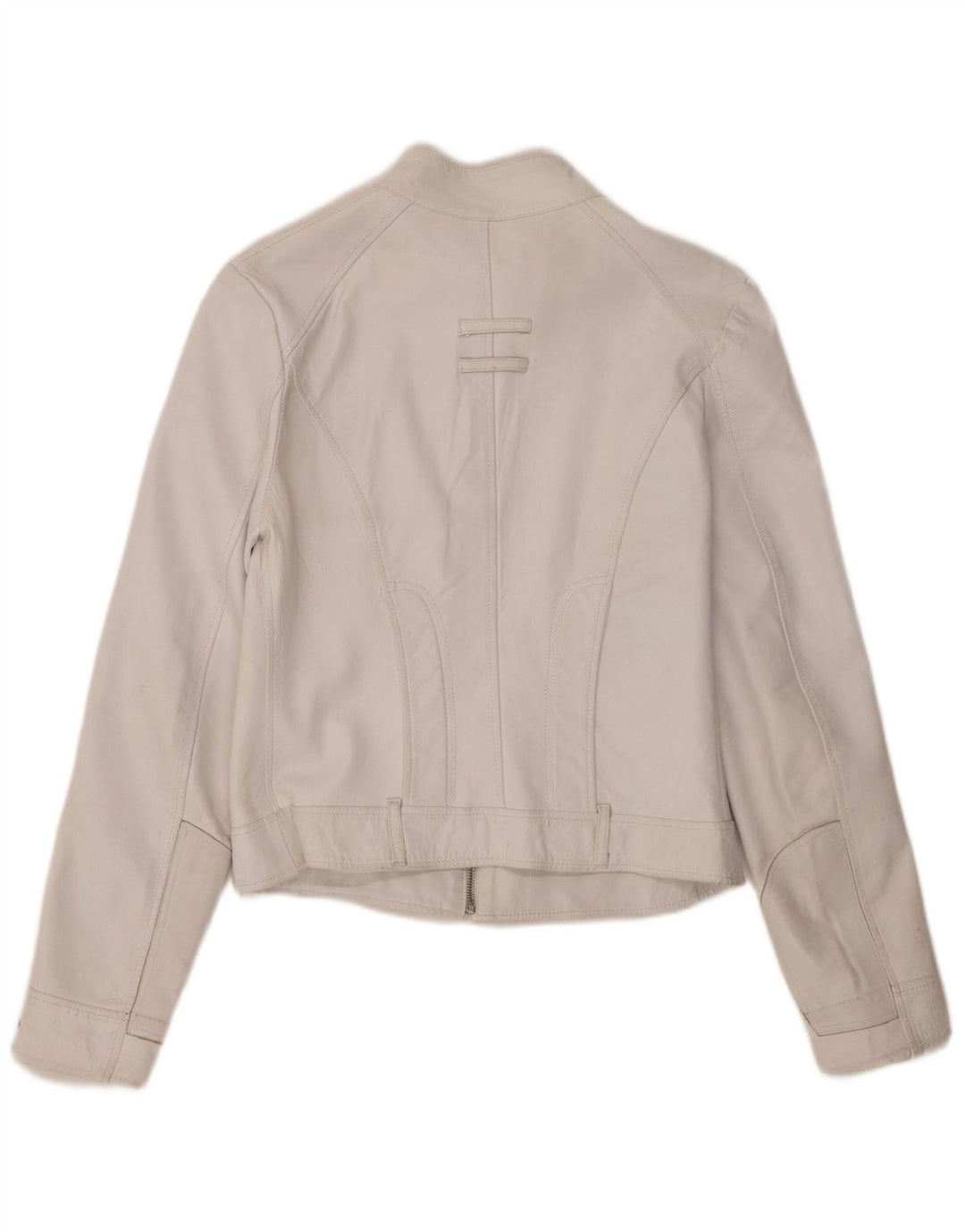 Vintage Womens Crop Leather Jacket IT 46 Large White Leather