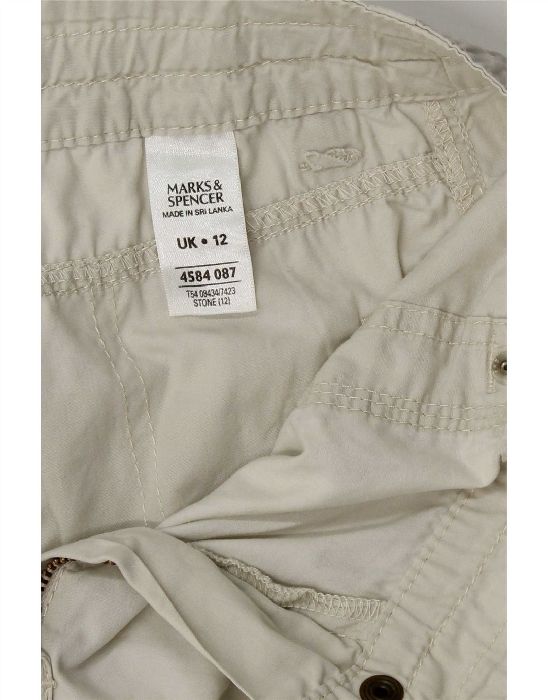 Marks & Spencer Womens Cargo Shorts UK 12 Medium W30  Beige Cotton