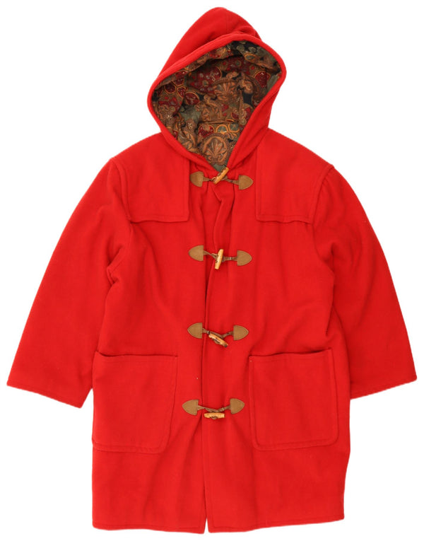 Vintage Mens Hooded Duffle Coat UK 40 Large Red Wool