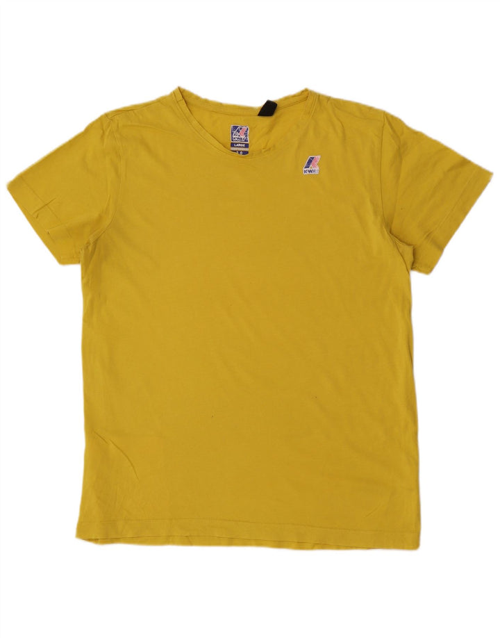 K-Way Mens T-Shirt Top Large Yellow Cotton