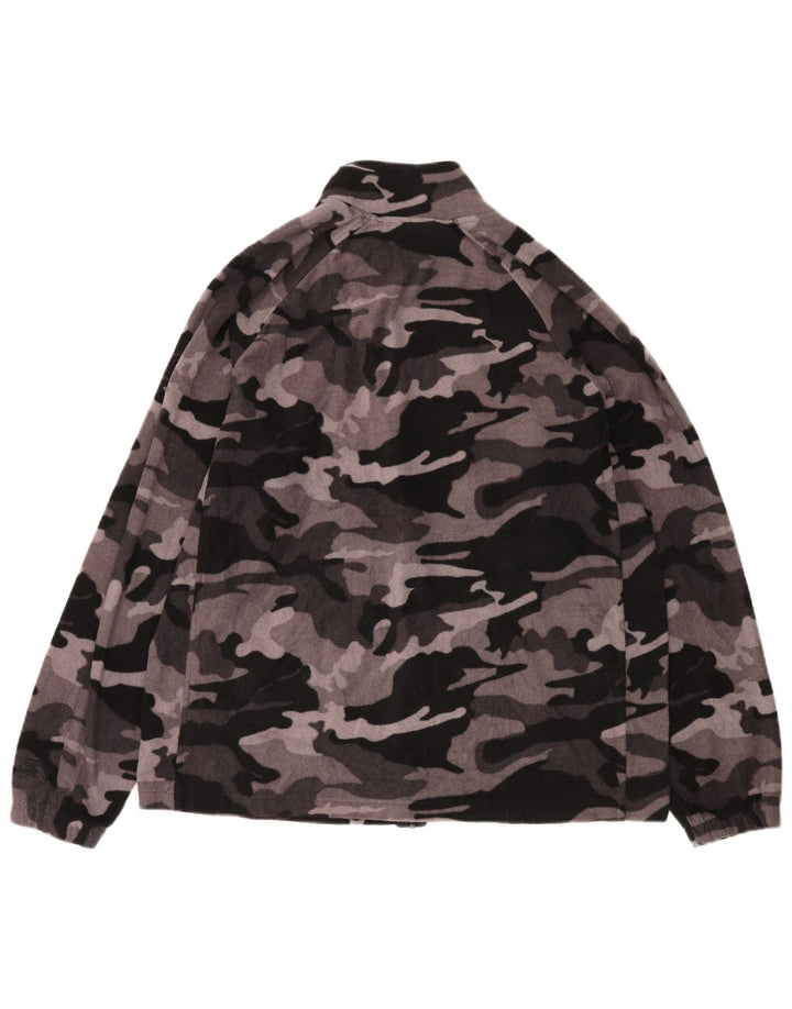 STARTER Mens Fleece Jacket UK 42/44 Large Grey Camouflage Polyester