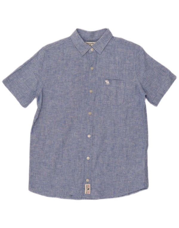 Abercrombie & Fitch Boys κοντομάνικο πουκάμισο 15-16 ετών Μπλε λινό