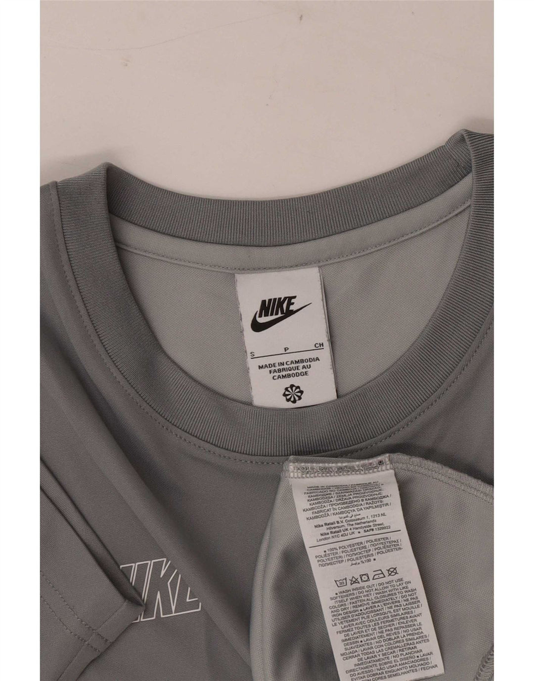 T-shirt grafica da uomo Nike Top Small in poliestere color block grigio