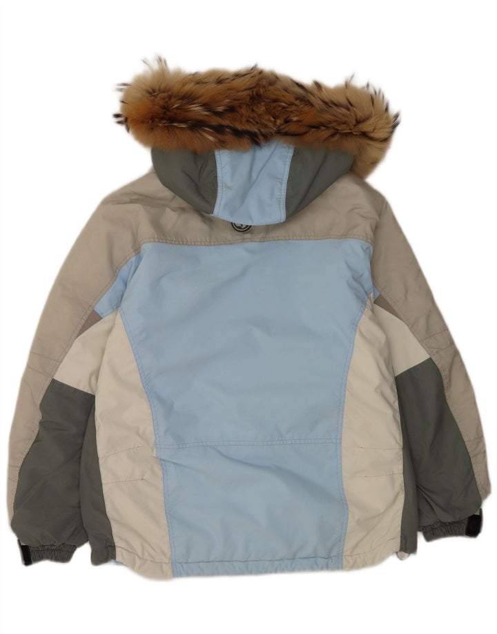 Colmar Womens Hooded Ski Jacket IT 44 Medium Blue Colourblock Polyamide