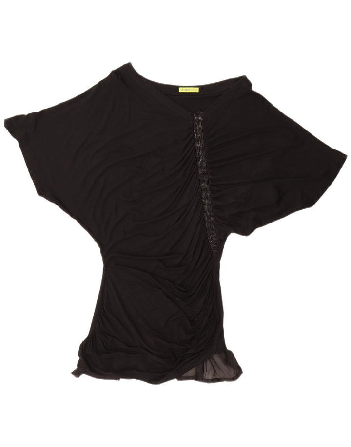 Versace Womens Batwing Tunic Dress IT 48 XL Black Viscose