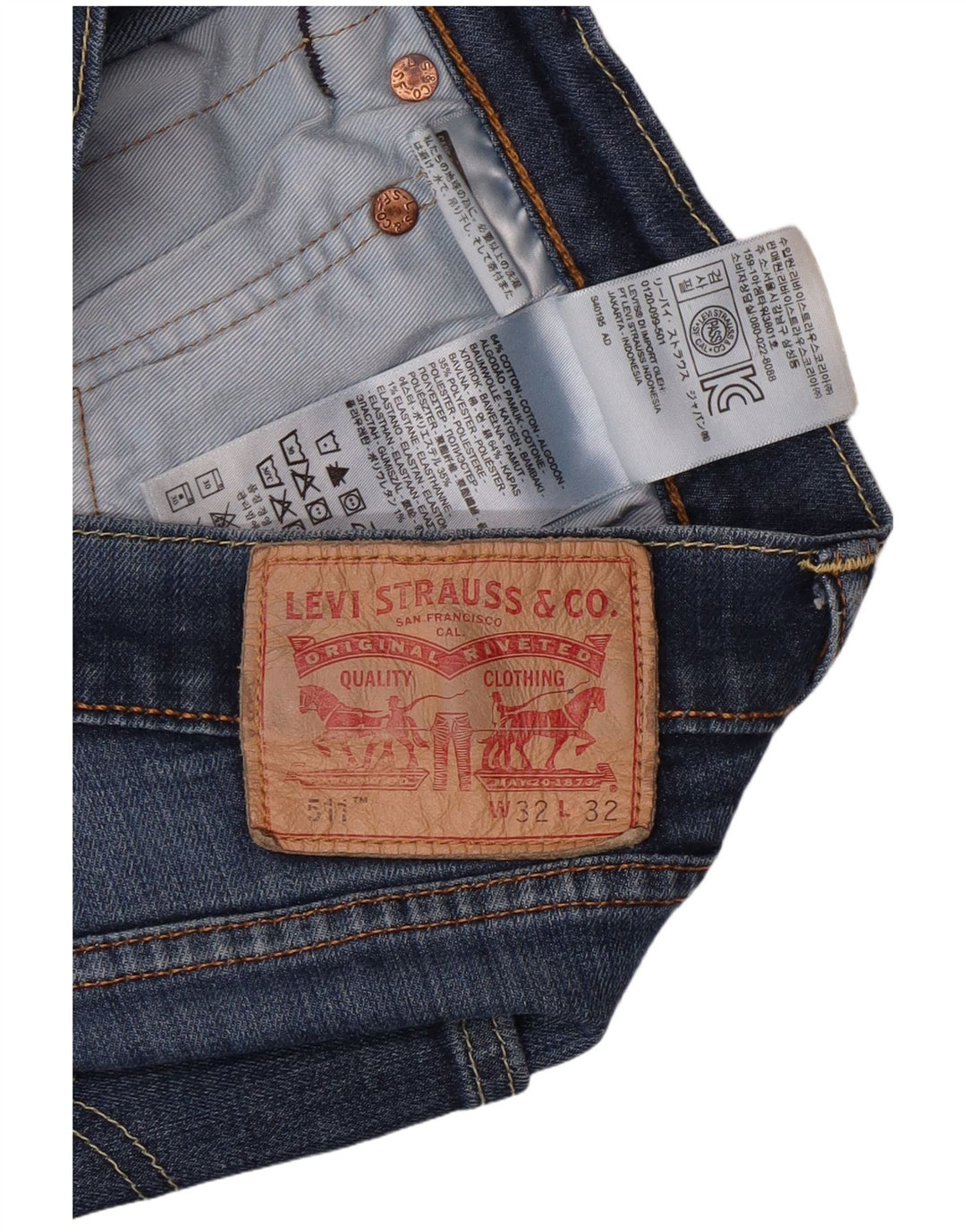 LEVI'S Mens 511 Slim Jeans W32 L32  Blue Cotton