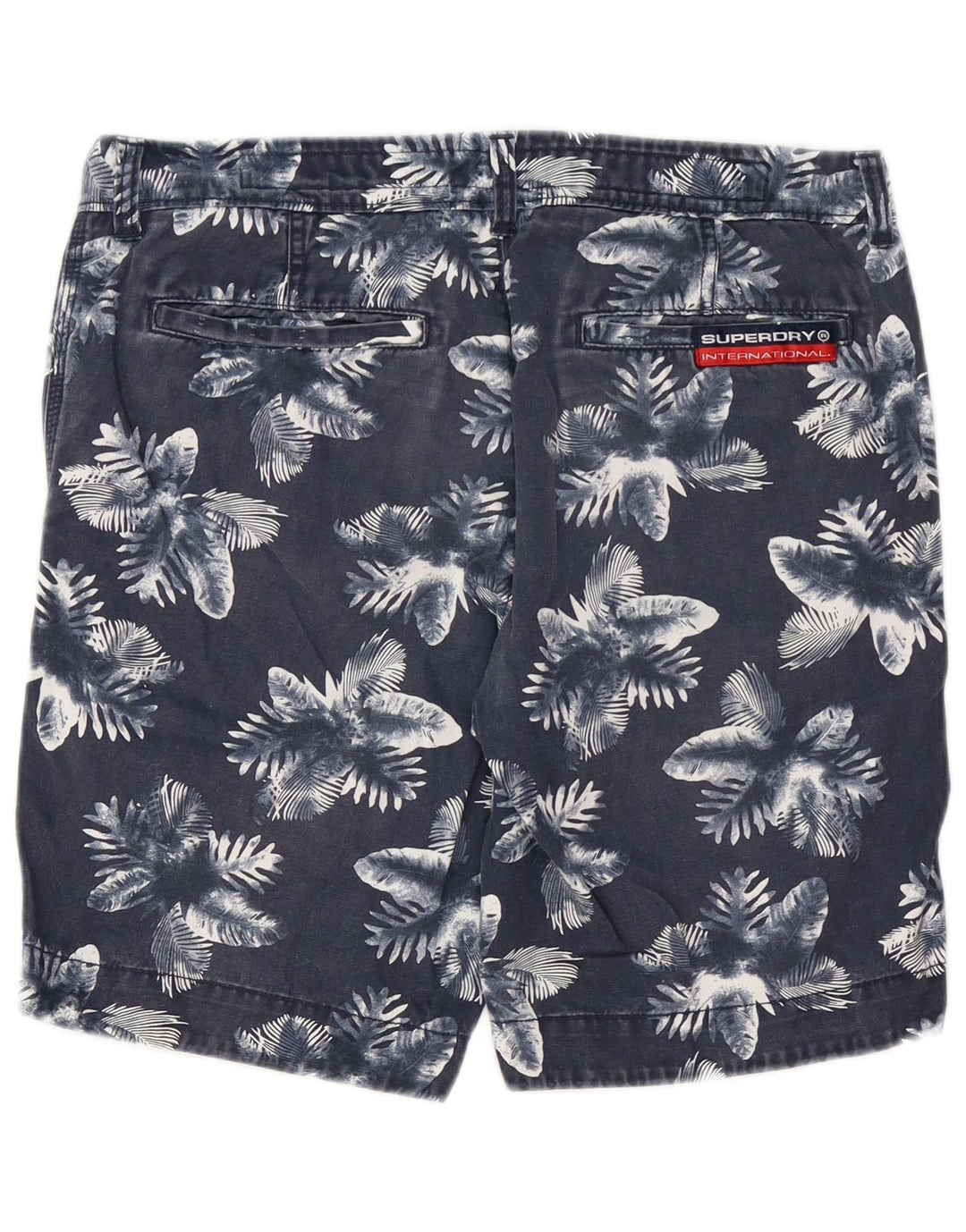 Superdry Mens Chino Shorts Medium W32 Navy Blue Floral Cotton