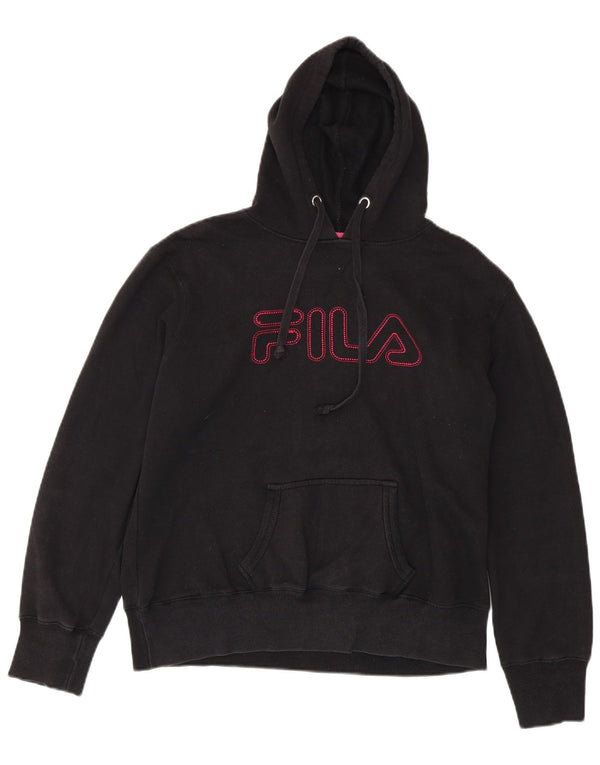 Fila feminino gráfico moletom com capuz UK 18 XL algodão preto