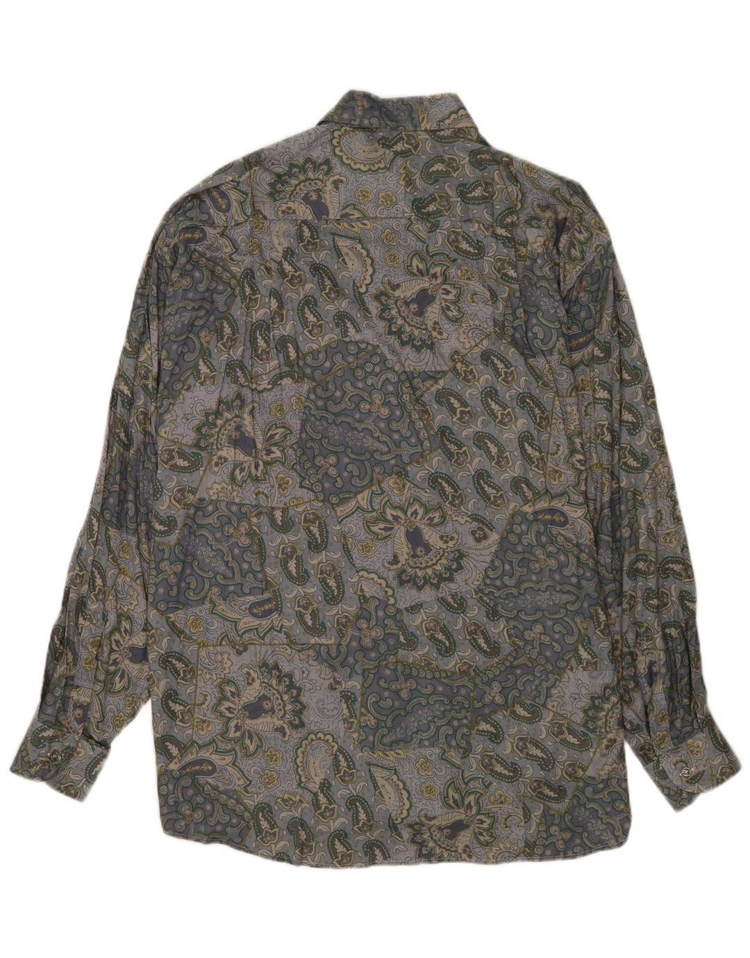 Gandolfi Mens Shirt XL Grey Paisley Viscose
